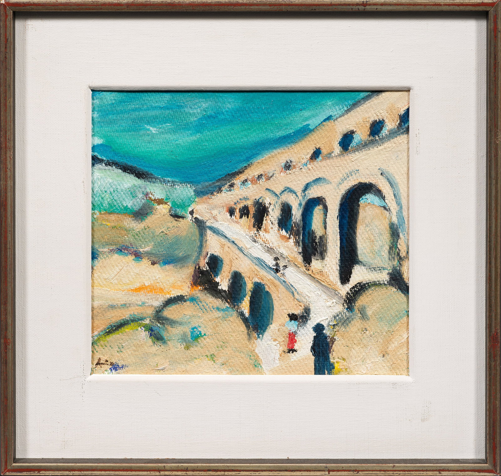 Werner Lichtner-Aix: (1939 Berlin - 1987 München) "Arles-Forum"/ "Antikes Vaison"/ "Pont du Gard". Originaltitel Das Triptychon zeigt antike Ruinenmotive aus der Provence. Mit wenigen, schnellen Pinselstrichen gemalte Fa