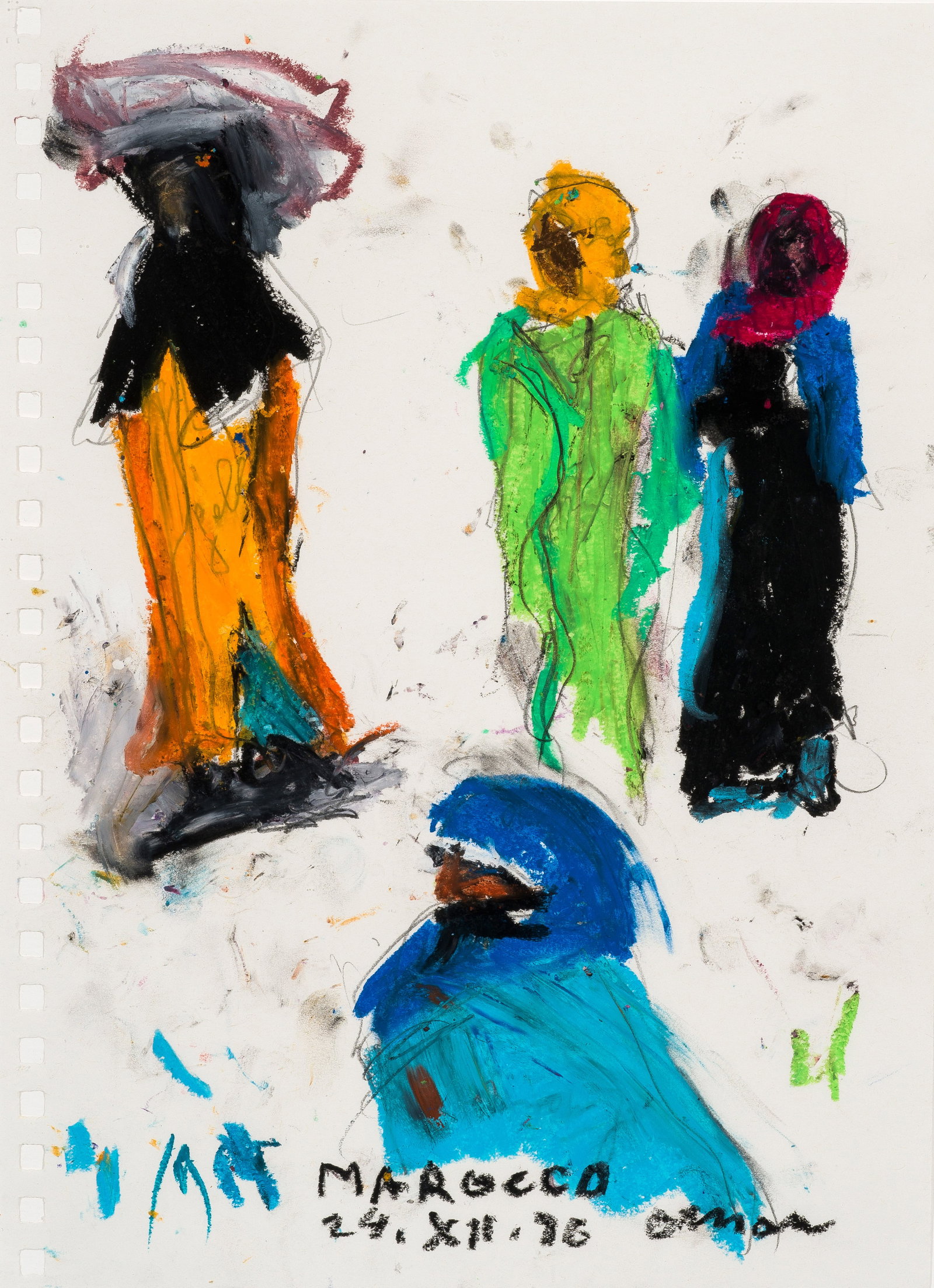 Valentin Oman: (Geb. 1935 Finkenstein am Faaker See; Ansässig ebenda) Figurenstudie In leuchtenden Farben, kraftvollem Duktus und schichtender Malweise angelegte Figurenstudie zwischen Abstraktion und Figuration. C