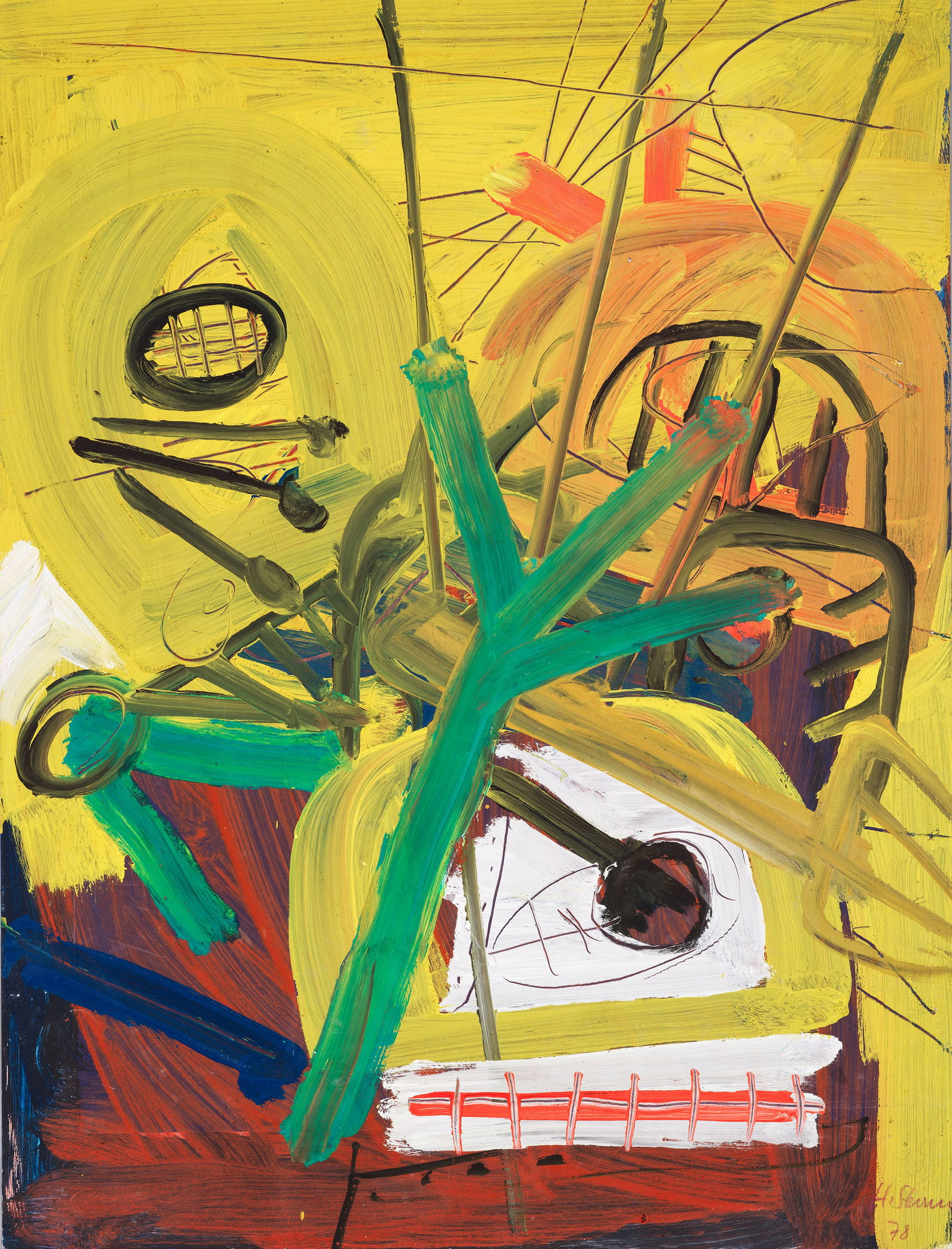 Helmut Sturm: (1932 Furth im Wald - 2008 Pullach) Ohne Titel Abstrakt-expressive Komposition Sturms, der zunächst Kunsterziehung an der Münchner Kunstakademie studierte und 1957 mit Heimrad Prem, Lothar Fischer u