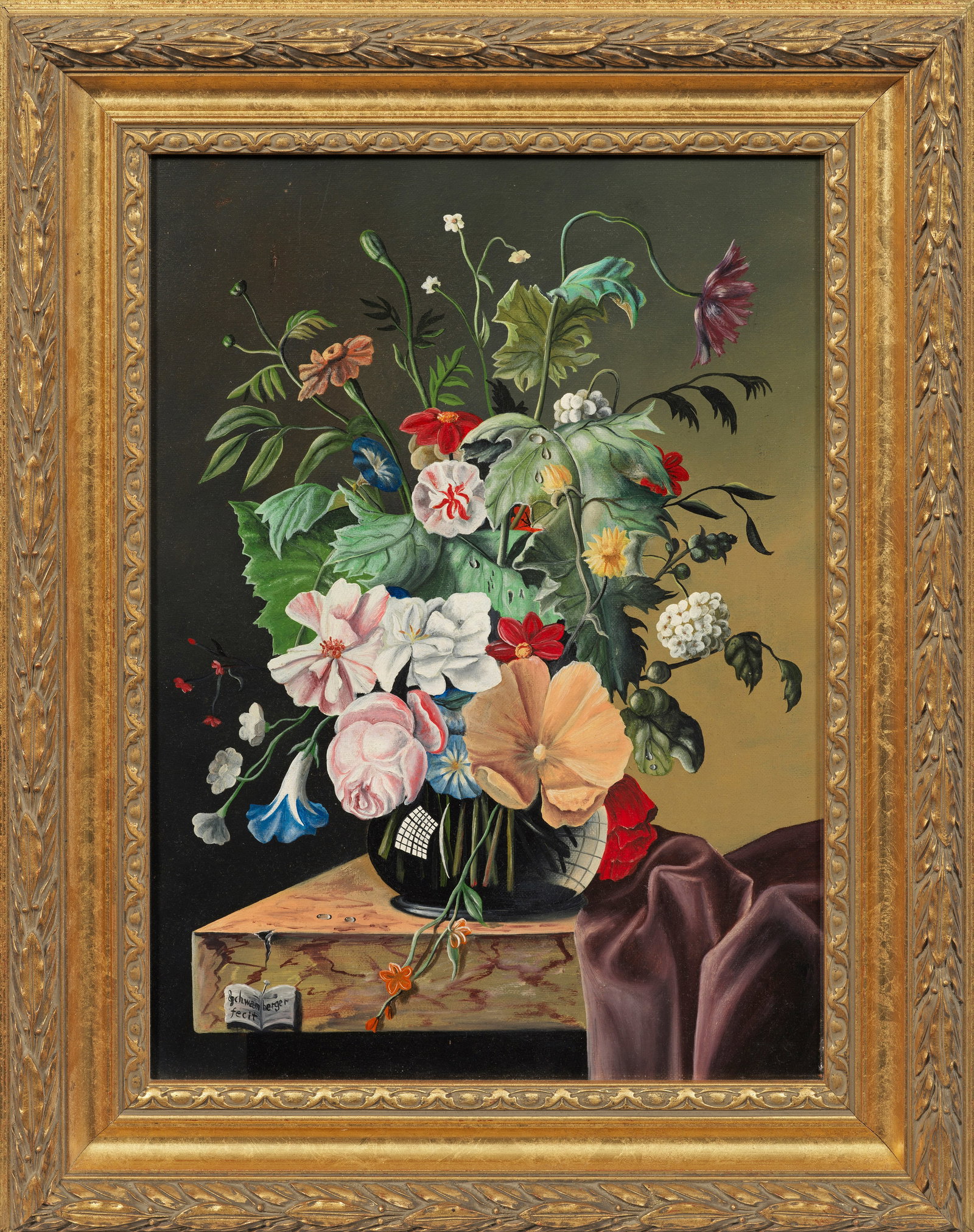 Hildegard Schwammberger: (Geb. 1950 Essen. Ansässig in Plattling bei Deggendorf) Buntes Blumenbouquet In fein lasierender Malweise ausgeführtes, motiv- und stiltypisches Werk Schwammbergers, die bewusst in der großen Tradi