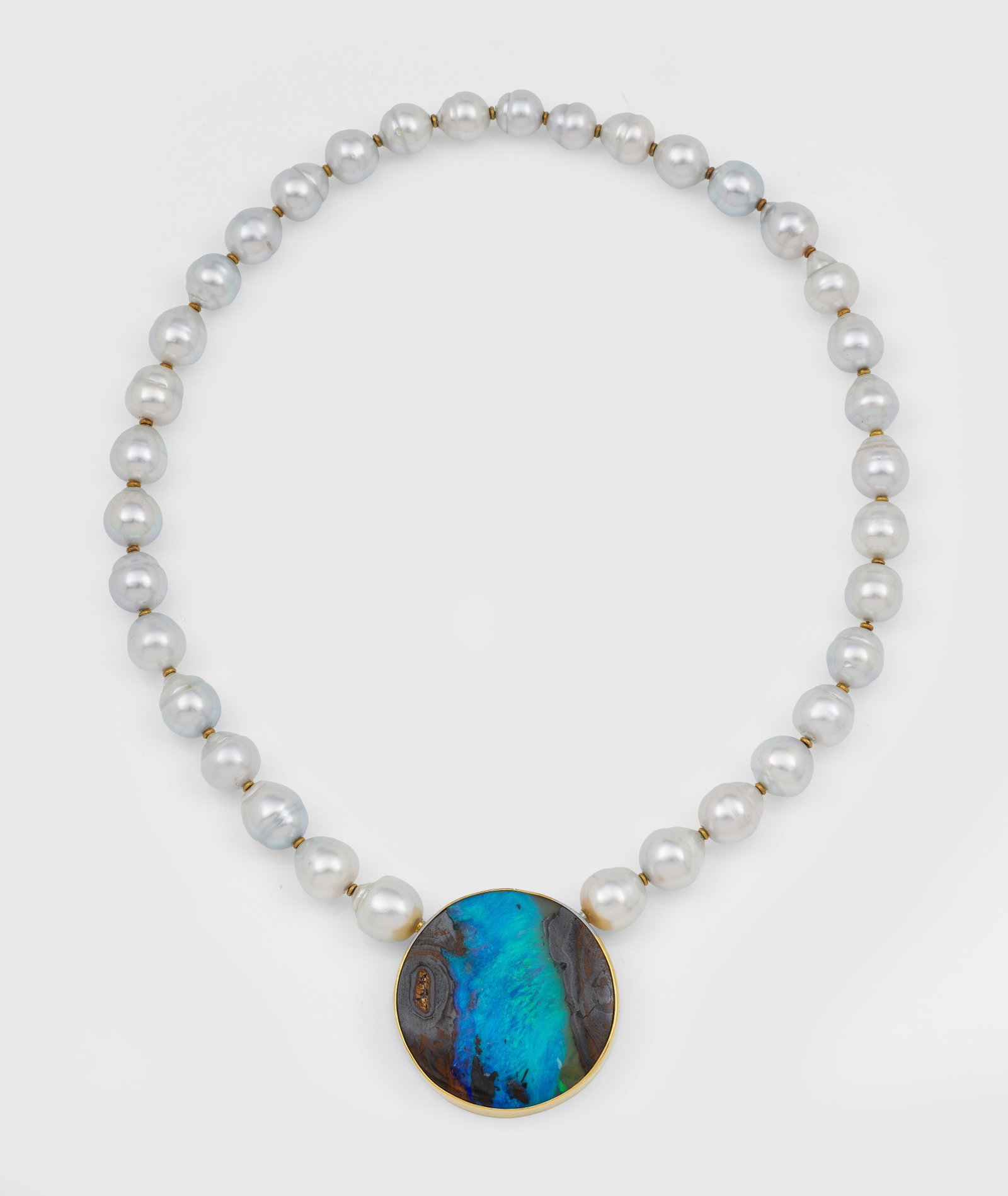 Südsee-Perlcollier mit Boulder Opal (1 of 1)