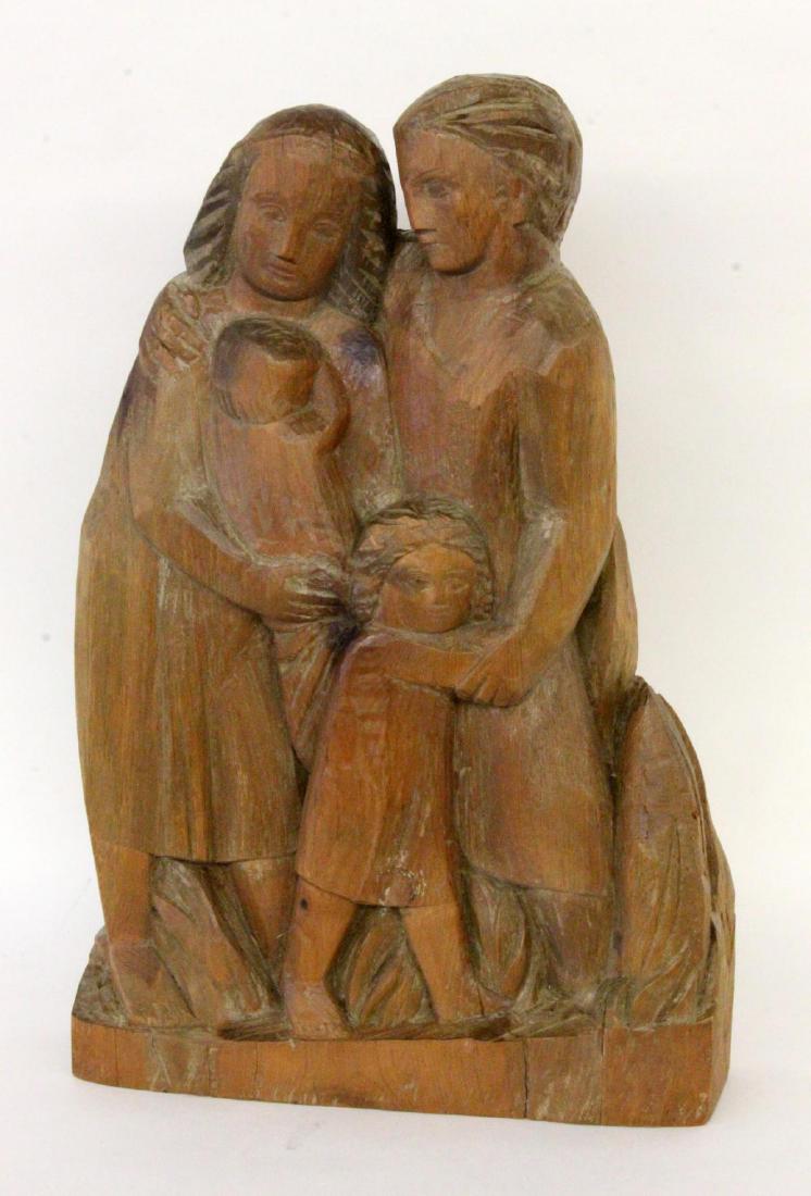 EDUARD MORODER St. Ulrich, 1928 - 2010 The holy: EDUARD MORODER St. Ulrich, 1928 - 2010 The holy family with John the Baptist as a Boy. Carved wooden sculpture. Signed and dated at the bottom: 1956. 53 cm high