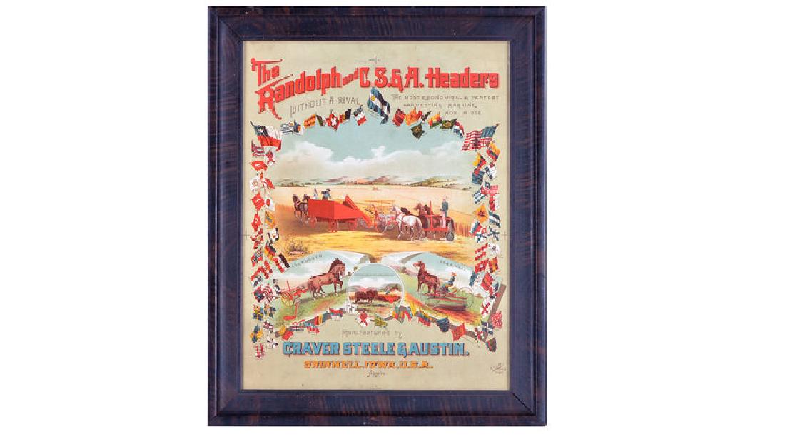 Randolph Harvester Early Paper Sign 19x24 (1 of 2)