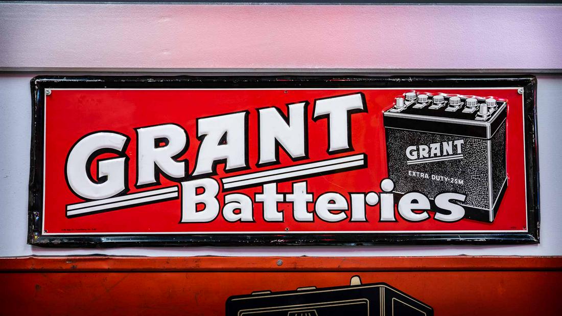 1962 Grant Batteries Single-Sided Embossed Tin Sign (1 of 5)
