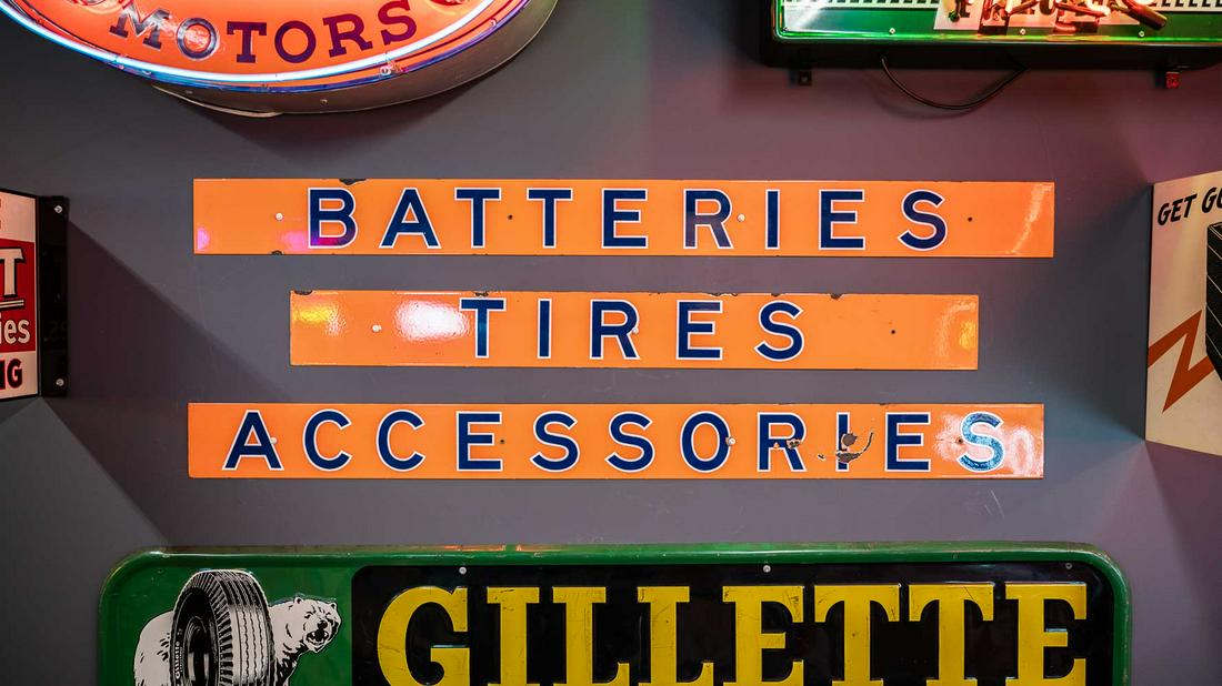 Batteries, Tires, Accessories Single-Sided Porcelain Signs (1 of 6)