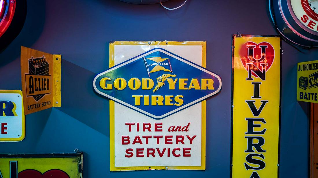 1956 Goodyear Tires Single-Sided Embossed tin Sign (1 of 9)