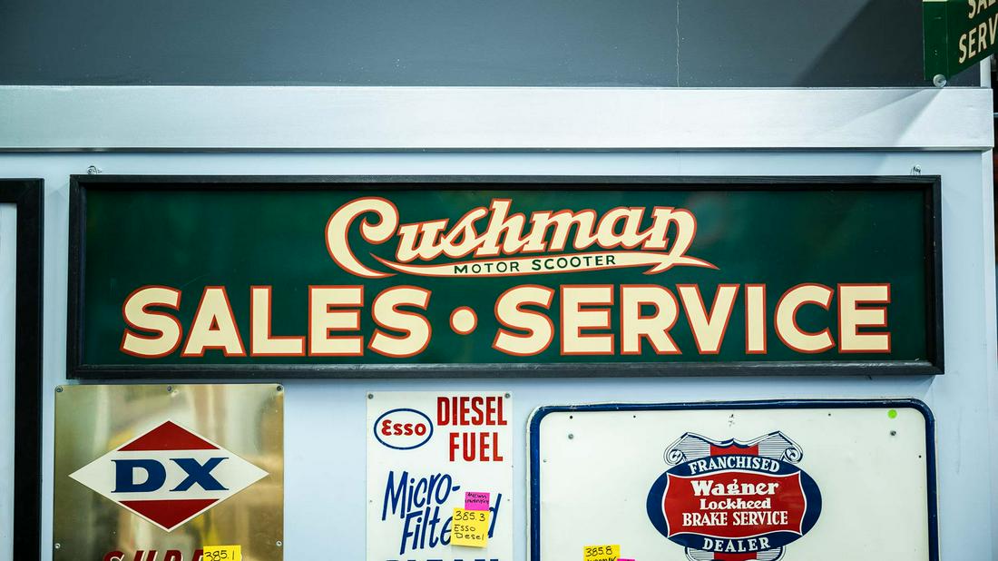 Cushman Motor Scooter Single-Sided Framed Tin Sign (1 of 5)