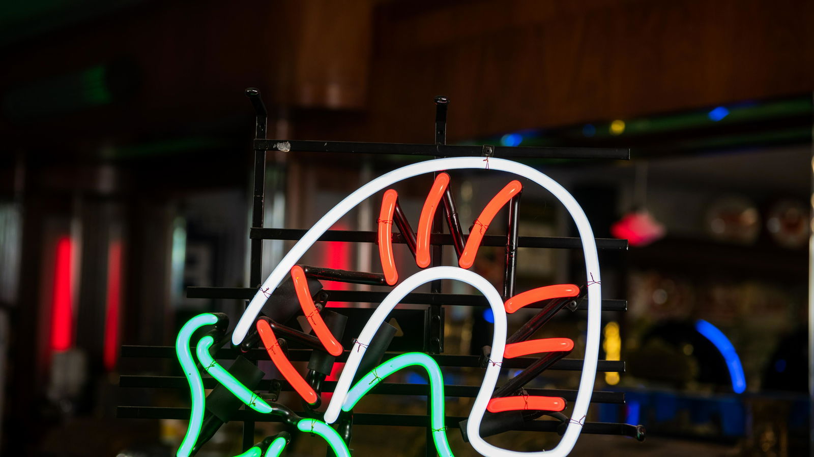 Christmas Candy Cane Single-Sided Neon Window Sign: Lot U591 - Christmas Candy Cane Single-Sided Neon Window Sign HIGHLIGHTS 3 colors of neon Dimensions (in):17x27x6.5 Location: Bar Area