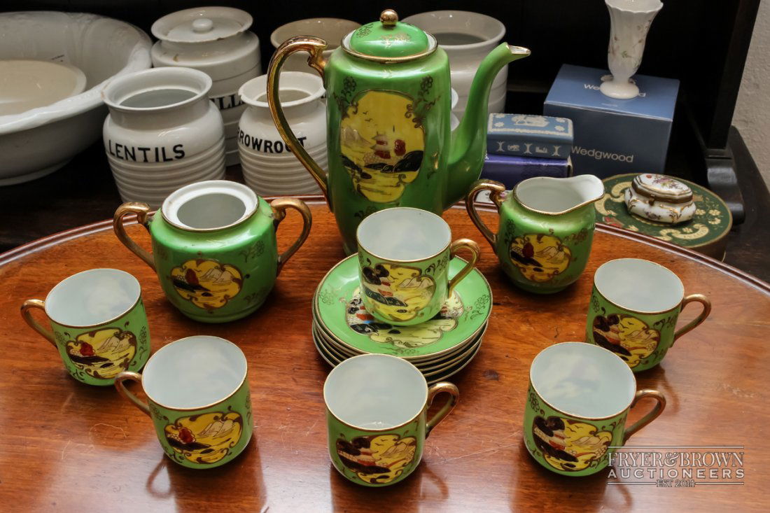 A 20th century Japanese part coffee service, the green (1 of 5)