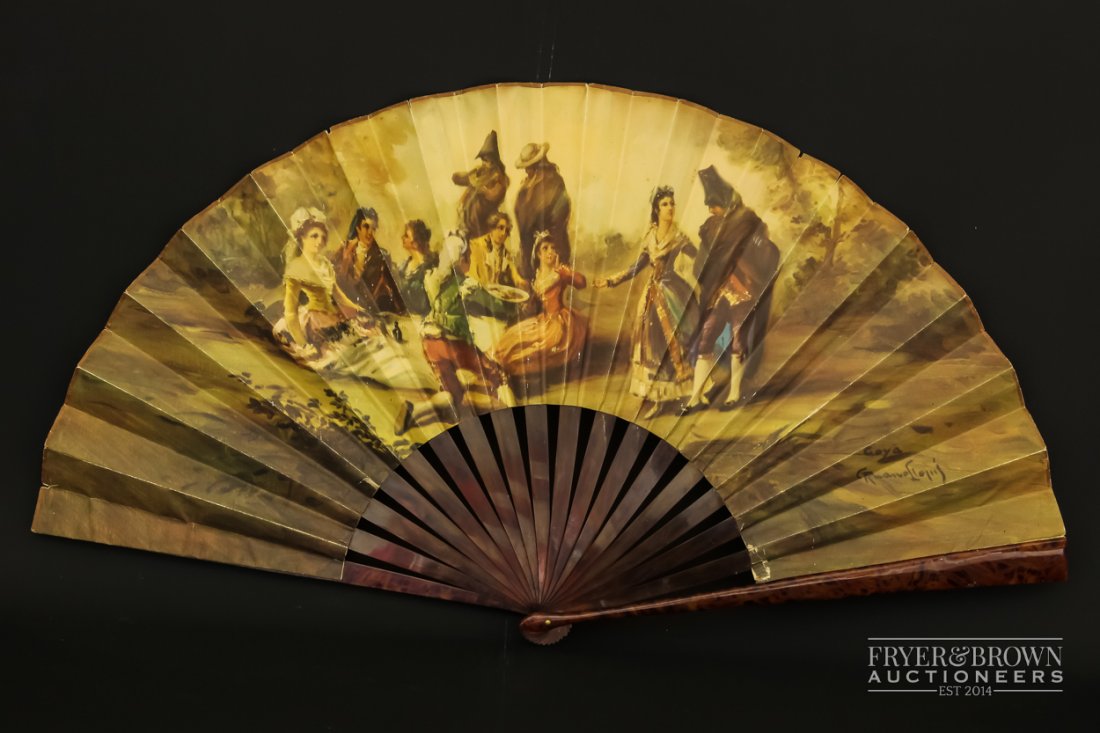 A vintage fan with faux tortoiseshell sticks, the (1 of 7)