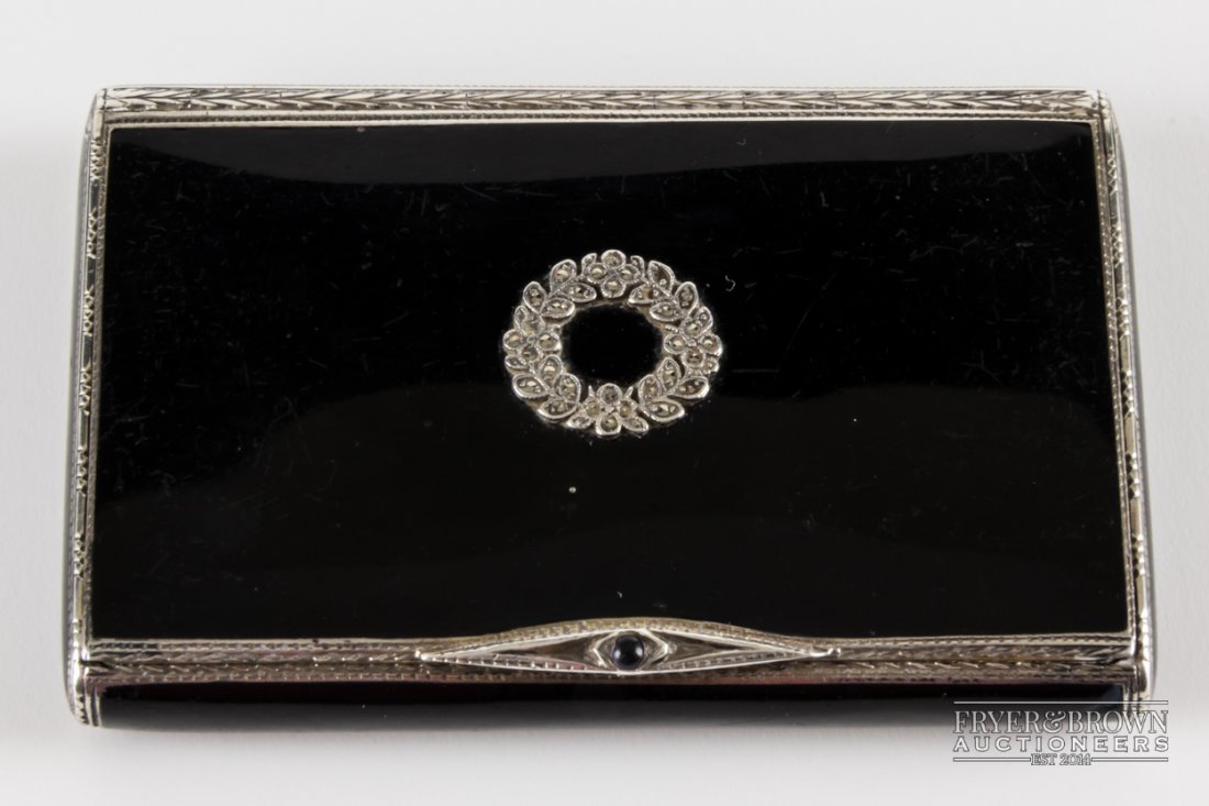 A Continental 925 marked silver enamelled compact, the (1 of 4)