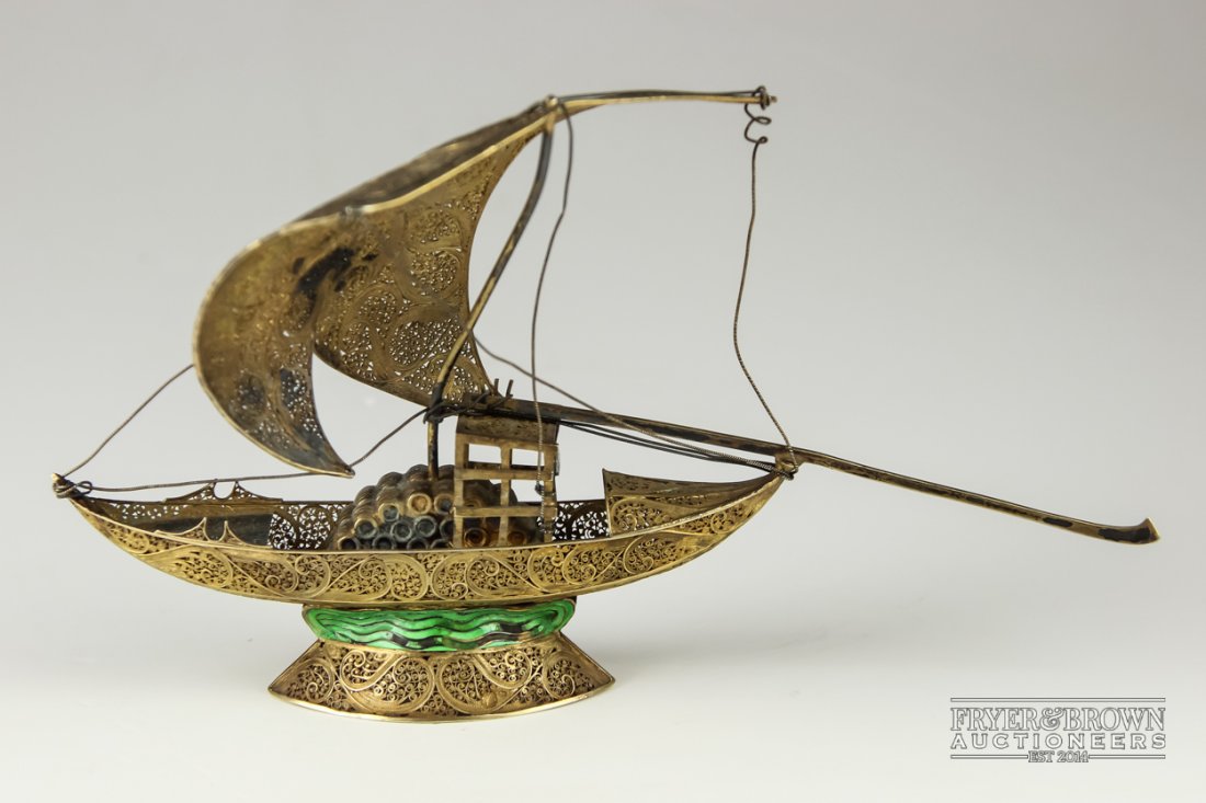 An antique silver gilt filigree and enamel model of a (1 of 1)