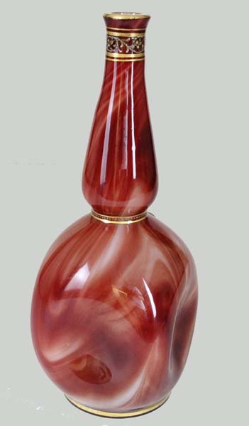 A Loetz glass dimpled bottle vases, carnelian marbled (1 of 1)