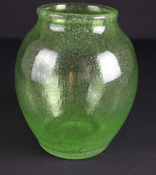 Keith Murray for Stevens & William, uranium green: Keith Murray for Stevens & William, uranium green silver rain vase, acid etched mark to base, 21cm high