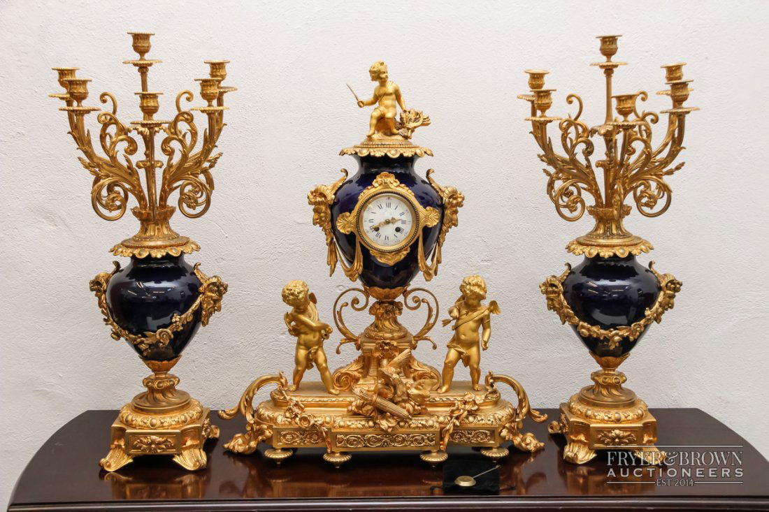 An impressive and large antique clock garniture c1870 (1 of 10)