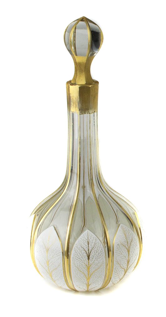 A Bohemian overlay glass decanter, of bottle form, the (1 of 4)