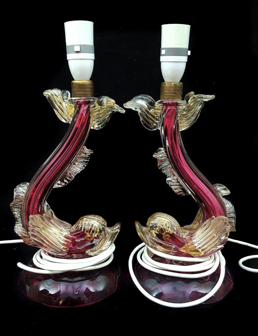 A pair of 1930's Italian Murano glass dolphin form (1 of 1)