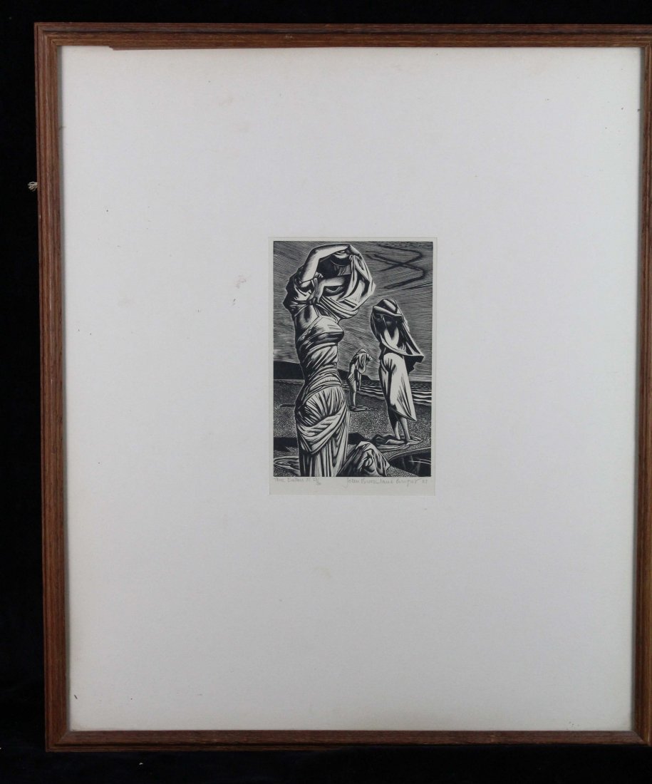 John Buckland Wright (1897-1954) Three bathers 51,: John Buckland Wright (1897-1954) Three bathers 51, woodcut, signed dated 51, numbered 23/30 in pencil, 43 x 51cm