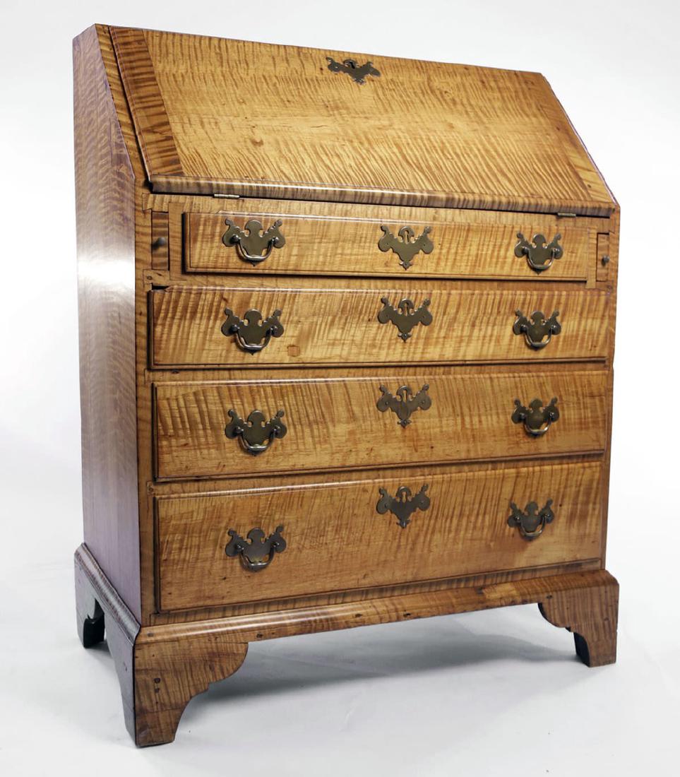 18th Century American Tiger Maple Slant Lid Desk (1 of 12)