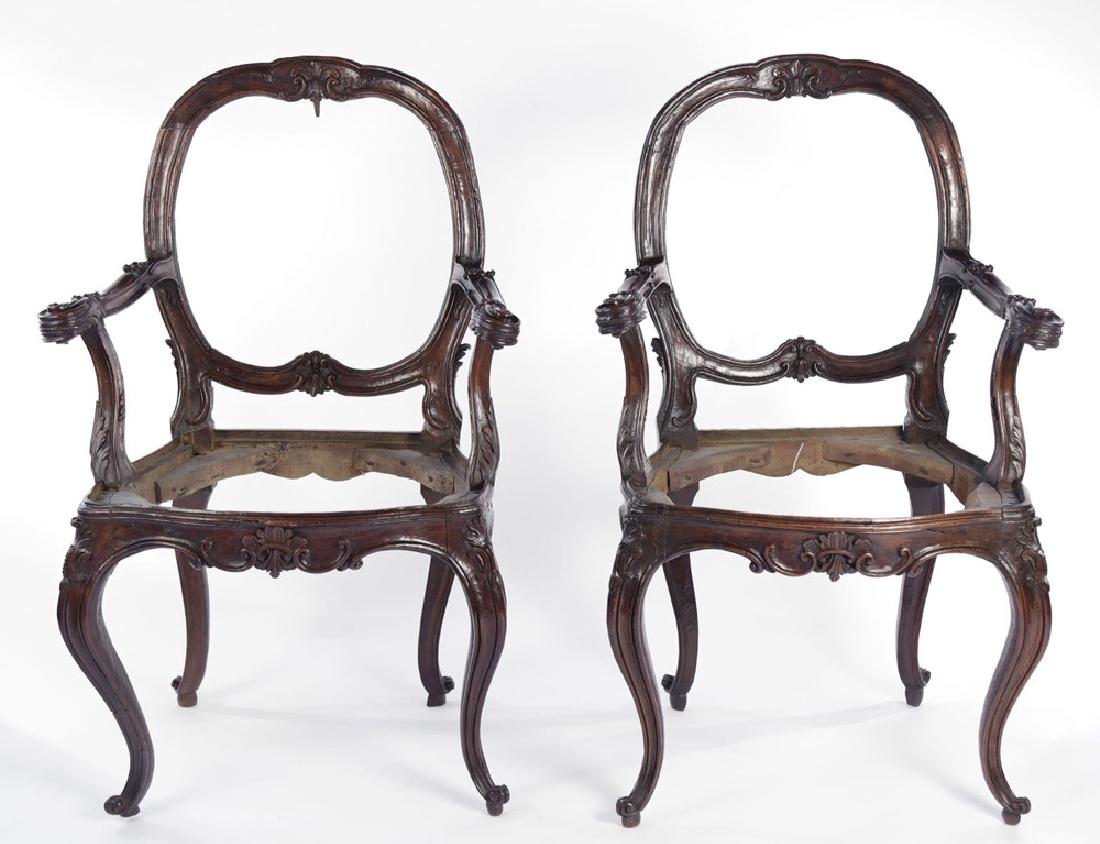 Pair Italian Walnut Armchairs, Rococo, 18thc. (1 of 8)