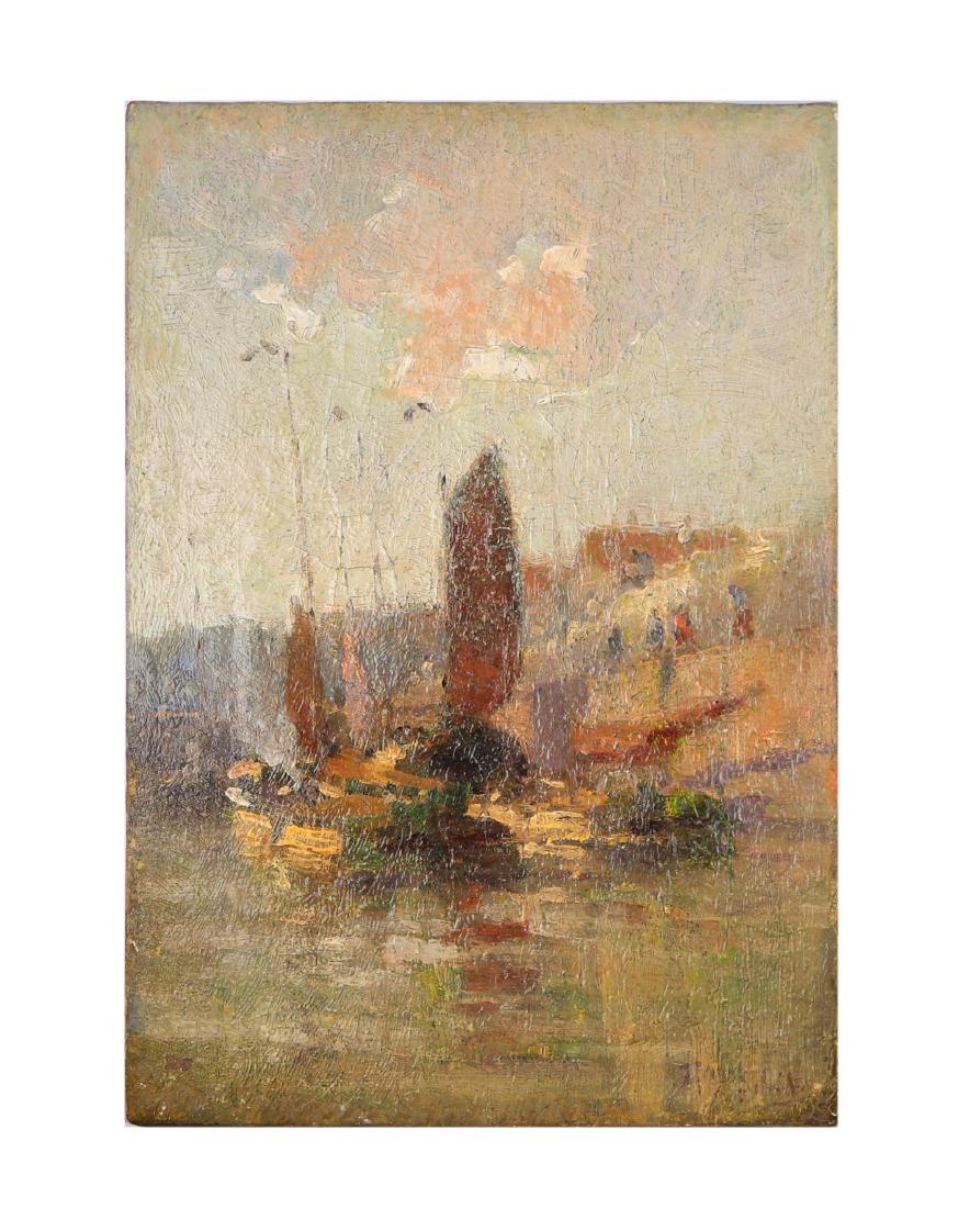 19thc. Dutch or British School - Harbor Scene (1 of 5)