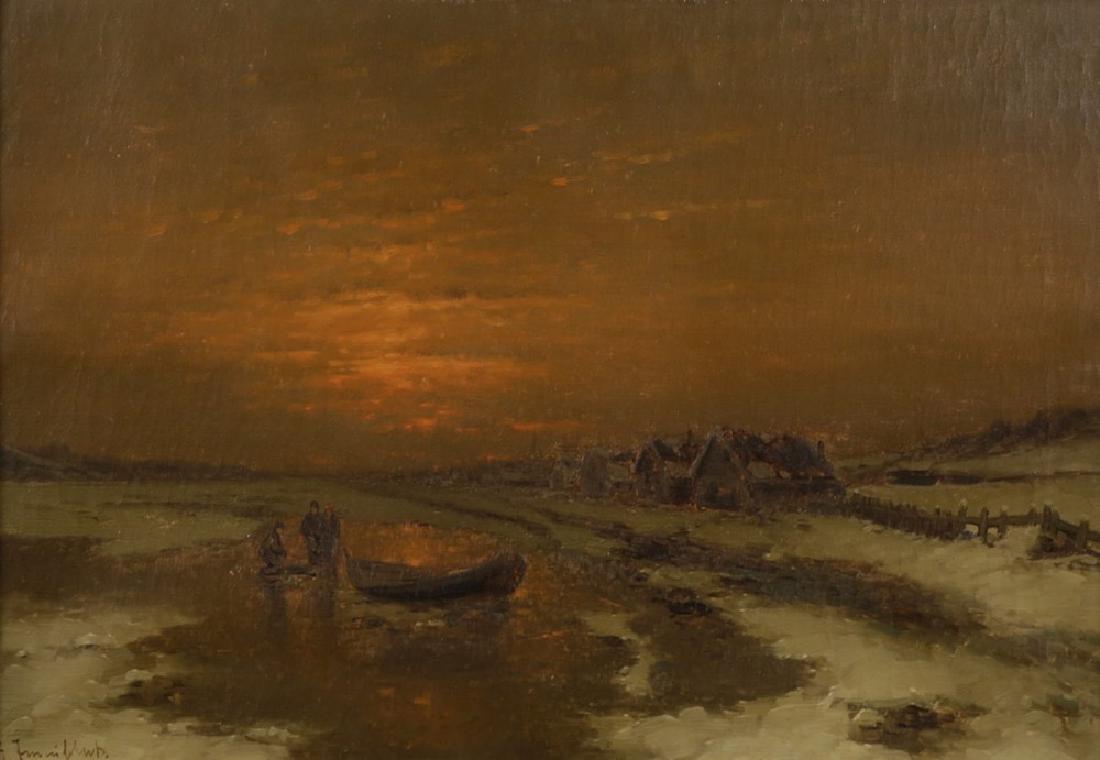 Ice Fishing at Dusk, 19th Century Dutch School (1 of 6)