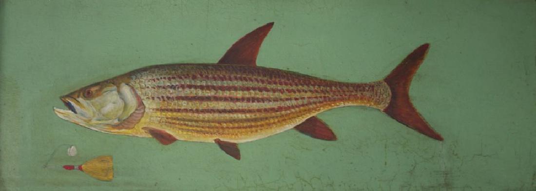 Paul Bough Travis (American 1891 - 1975) Tiger Fish: Paul Bough Travis (American 1891 - 1975) Tiger Fish Oil on board Signed and titled lower right 17 in. h. x 47 in. w.
