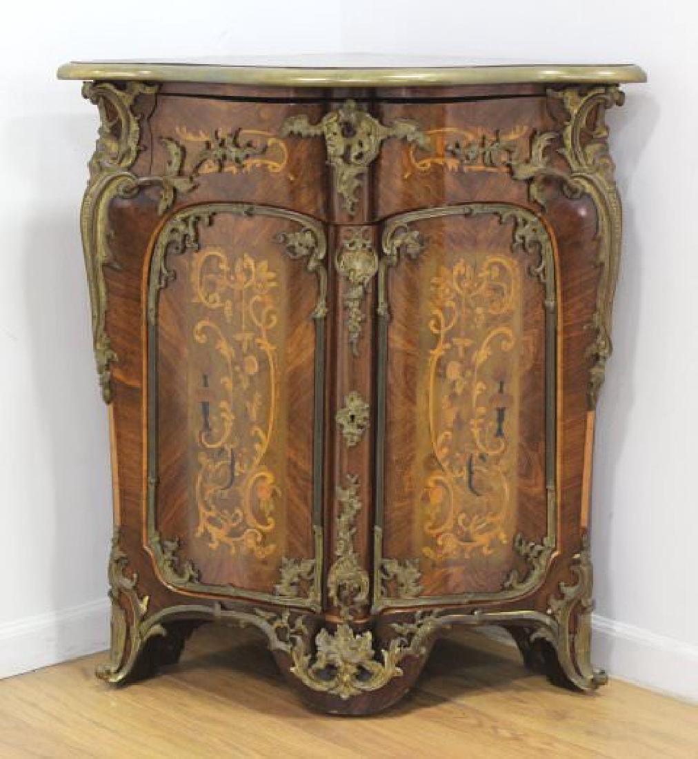 Louis XV Style Bronze Mounted Marquetry Encoignure (1 of 5)