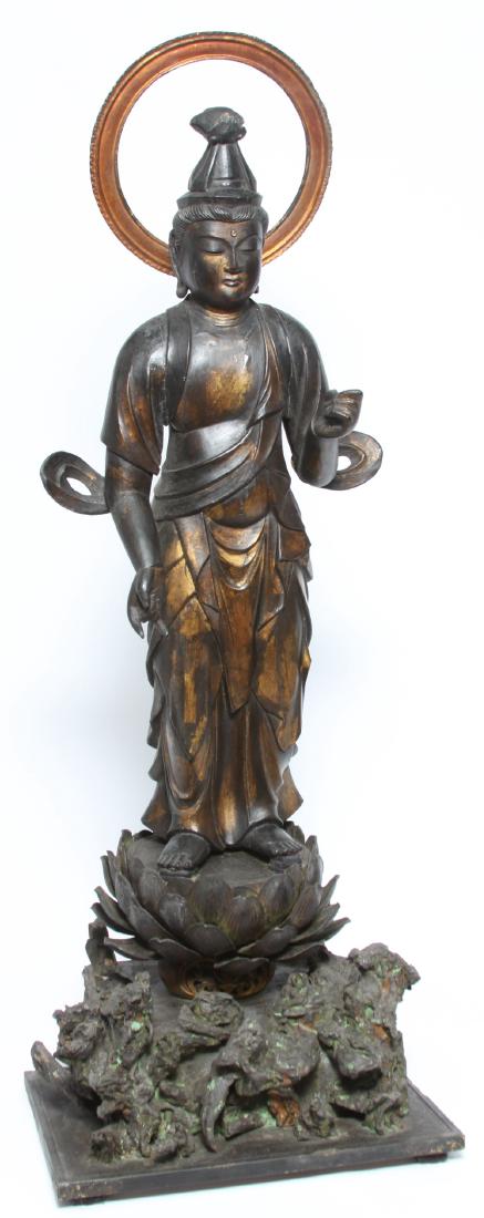 Japanese Gilt and Lacquer Carved Wood Kannon (1 of 5)