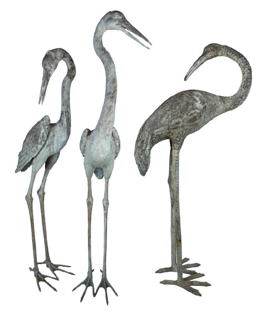 Group of Three Bronze Herons, 20thc. (1 of 14)