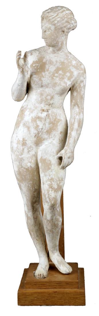 A Terracotta Figure of a Standing Nude, c. 1920: A Terracotta Figure of a Standing Nude, after the Antique, c.1920 The standing figure in contrapposto pose 16.5 in. h.