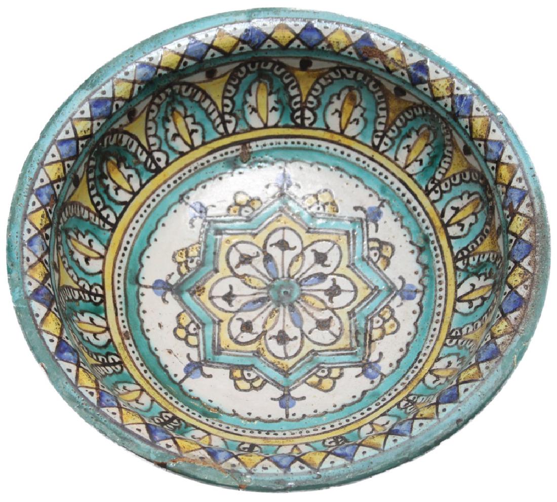 A Moroccan Tin Glazed Earthenware Bowl, ca. 1880 (1 of 3)