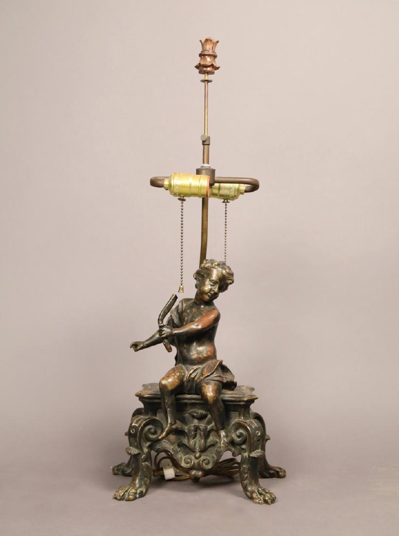 A French Bronze Figure of a Putto, Fitted as a Lamp (1 of 4)