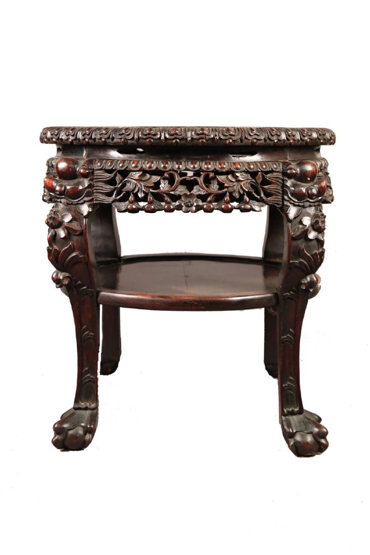 A Chinese Teak Wood and Marble Top Stand, c.1880 (1 of 8)