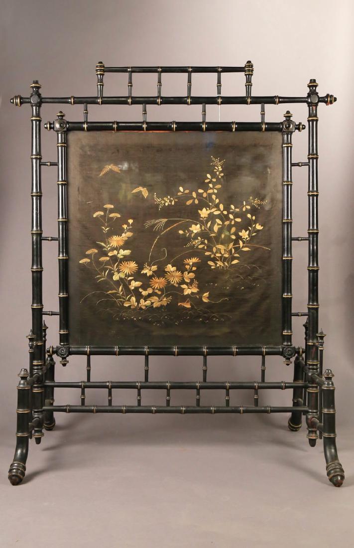 An Aesthetic Movement Fire Screen with Silk Embroidery (1 of 7)