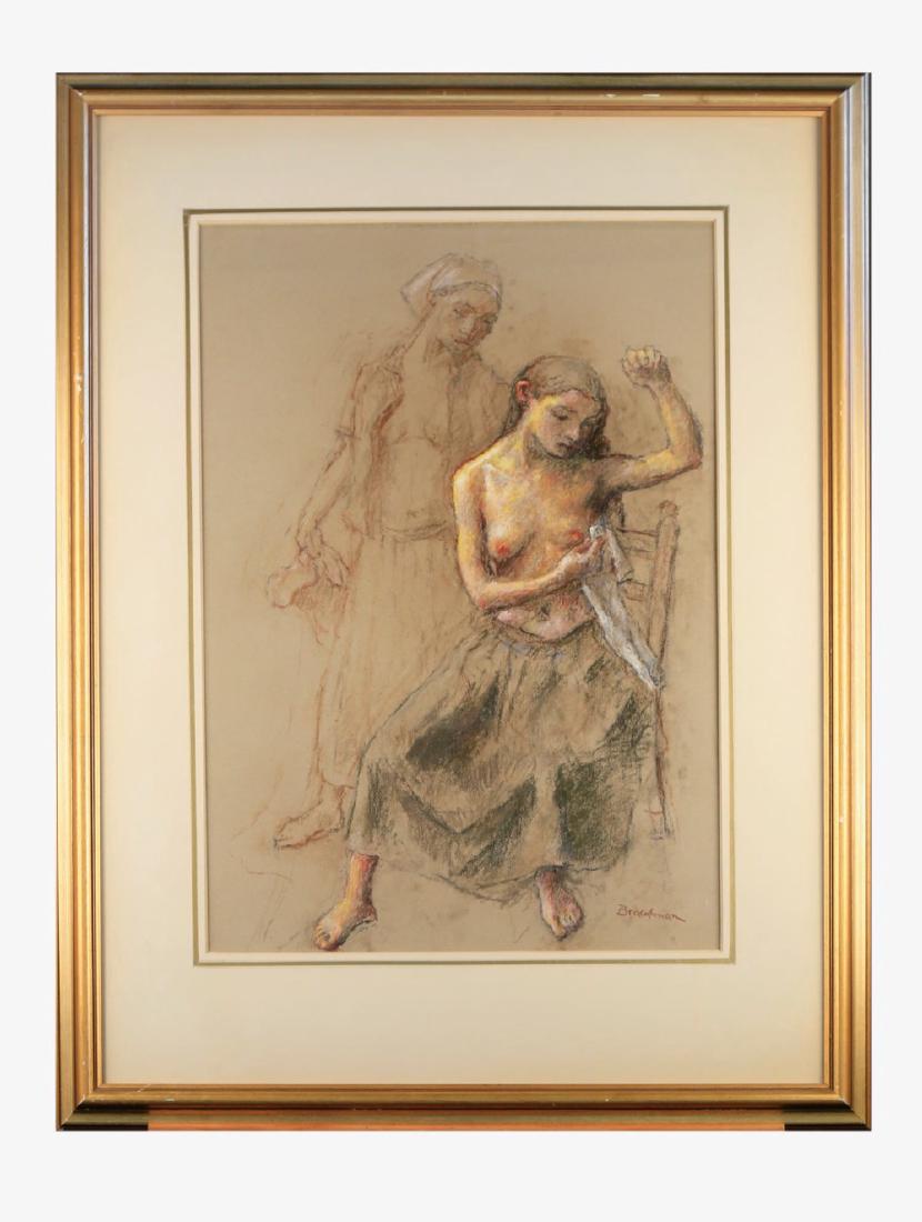 Robert Brackman (American, 1898 - 1980) Two Women: Robert Brackman (American, 1898 - 1980) Two Women Oil pastel on paper Signed lower right 24 in. h. x 15 in. w. Matted and framed