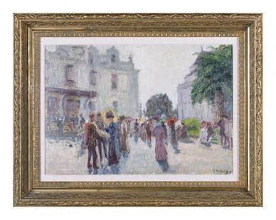 Alfred Hermann Helberger (German, 1871-1946) Boulevard: Alfred Hermann Helberger (German, 1871-1946) Boulevard Scene, Paris, 1905Oil on boardSigned lower right13 in. h. x 18 in. w., board 21 in. h. x 26 in. w., as framed Alfred Hermann Helberger (born