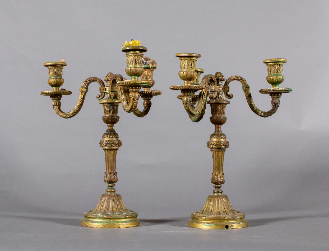 Pair of Bronze 19th Century French three light (1 of 4)