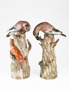 Pair of Mission (Kandler) Porcelain Birds, Late 18th: Pair of Mission (Kandler) Porcelain Birds, Late 18th century16 in. h.