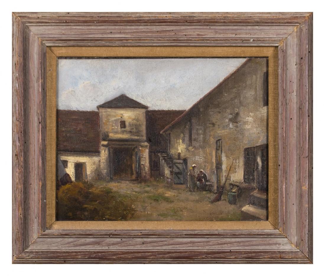 19th Century European Courtyard Scene: 19th Century European Courtyard SceneOil on canvas10 3/4 in. h. x 14 in. w., canvas 16 in. h. x 19 in. w., as framed
