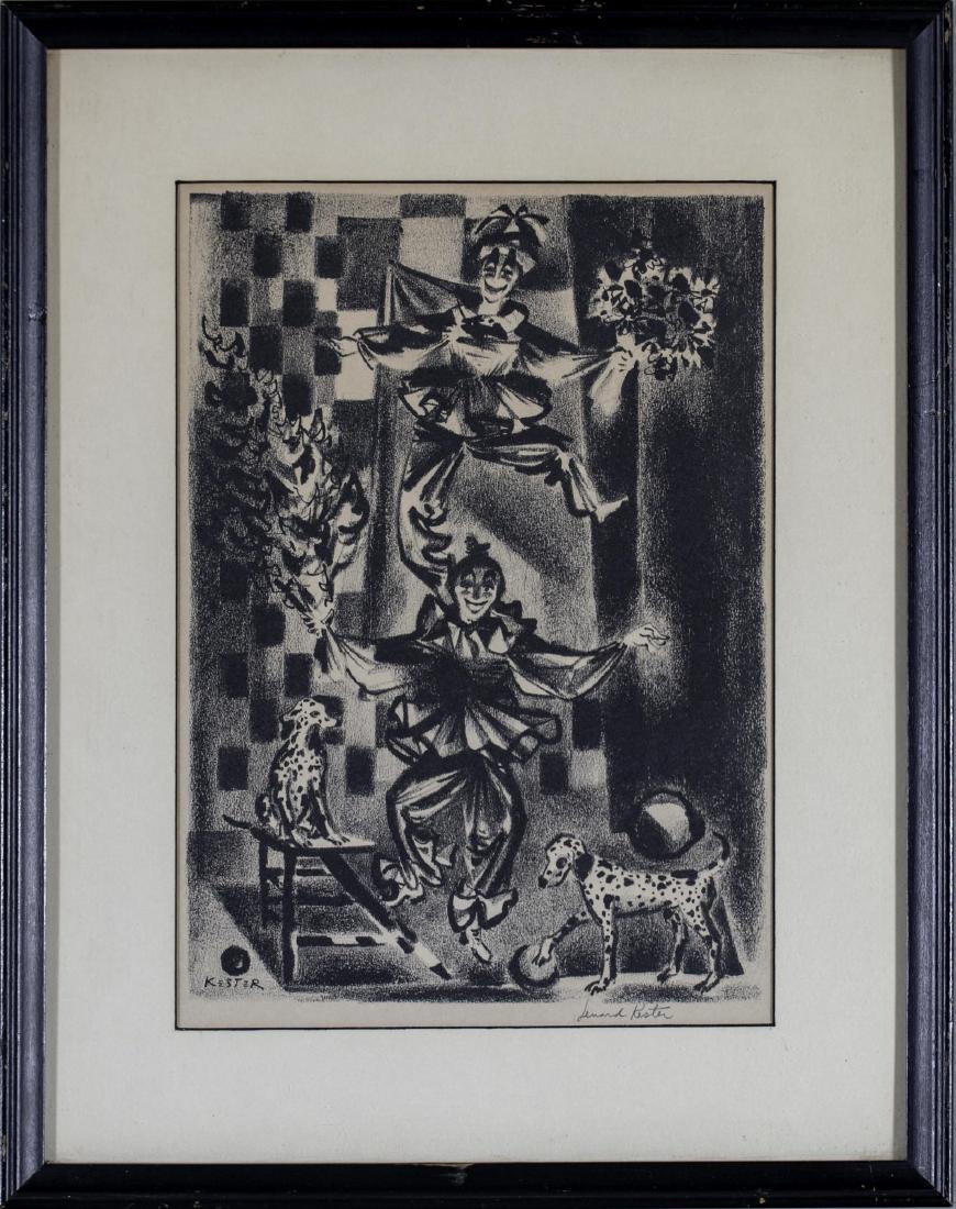 Lenard Kester (American 1917-1997) Dog Act with Clowns: Lenard Kester (American 1917-1997)Dog Act with ClownsLithographAAA editionSigned in pencil lower right12.75 x 9 in. matted and framed