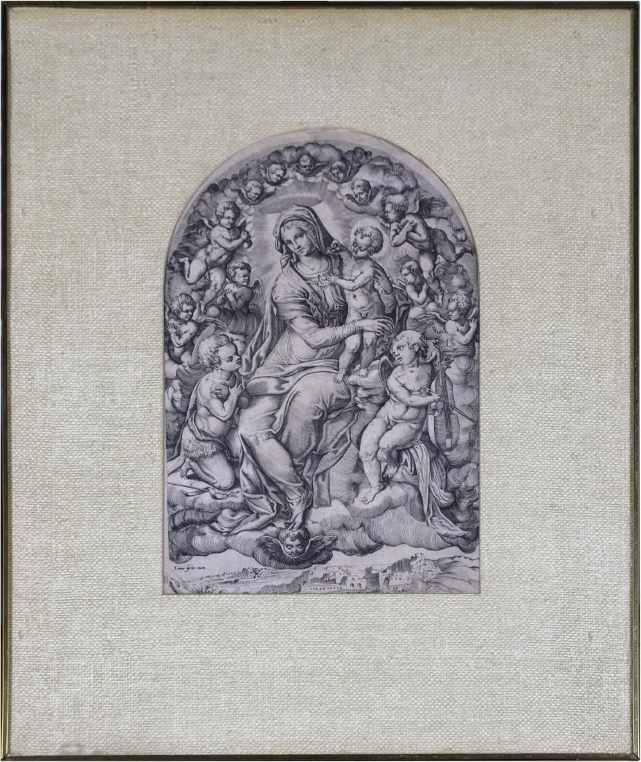 Old Master Print of Madonna after Raphael (1 of 6)