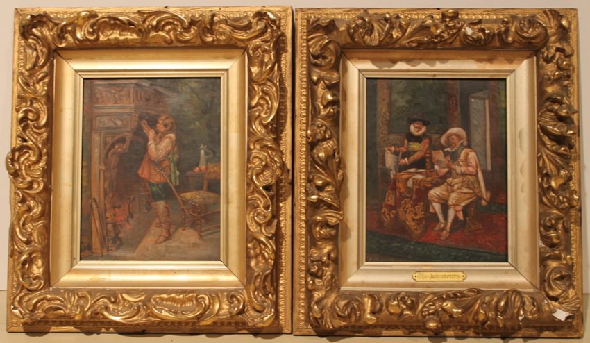 C. Besson Pair European Genre Scenes in gilt frames (1 of 9)