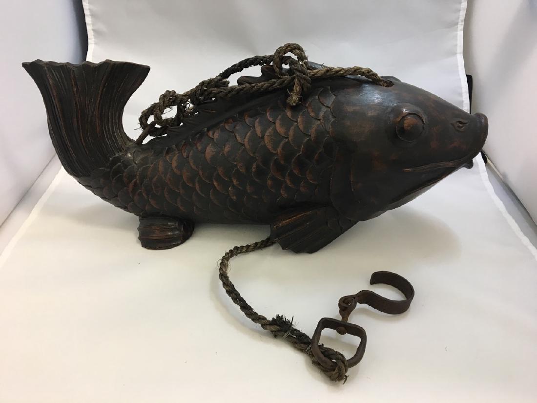 Japanese Large Carved Wood Figure of Fish (1 of 5)