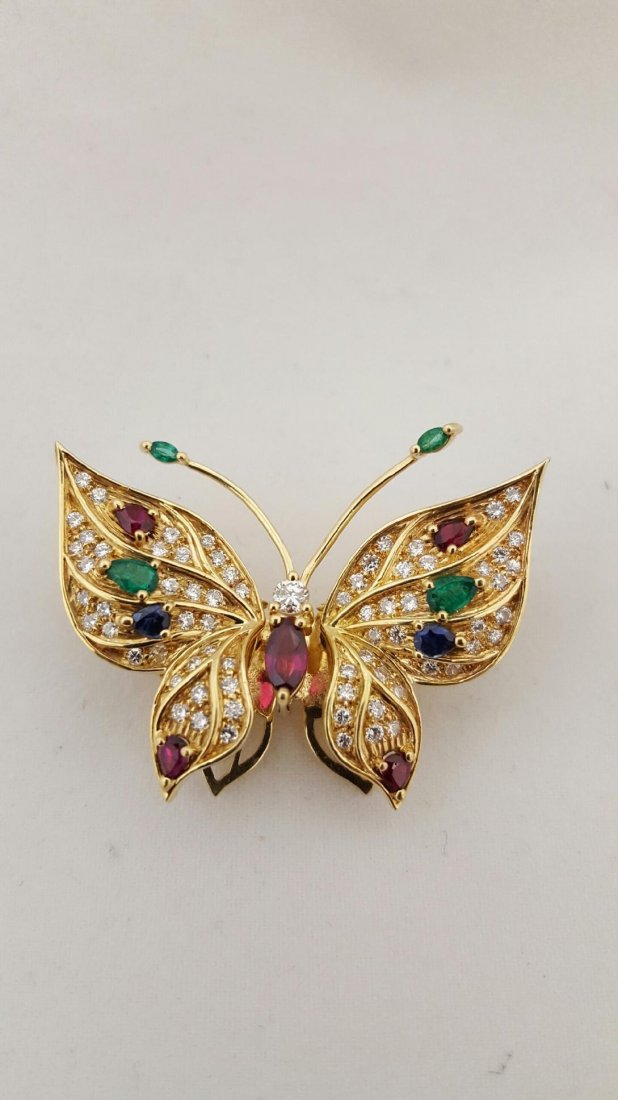 Cartier 18K Y Gold Mechanical Butterfly Pin w/ Diamonds (1 of 3)
