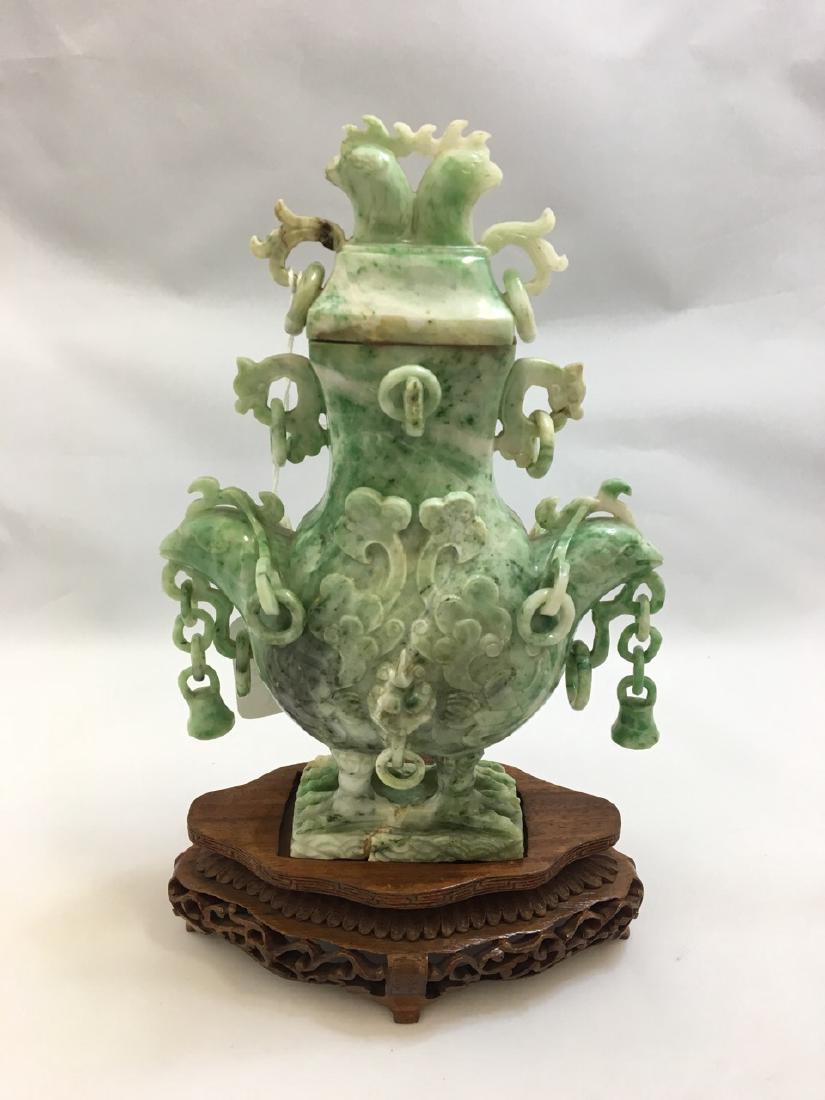 Chinese Jadeite Covered Vase with Stand (1 of 3)