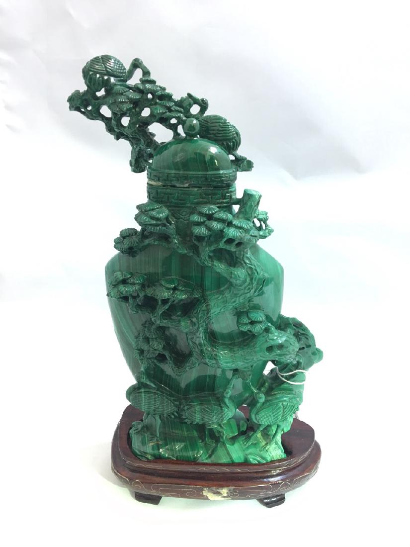 Chinese Malachite Covered Vase with Stand (1 of 4)