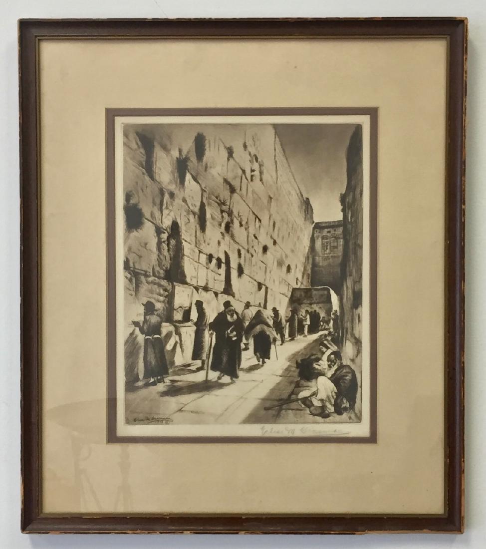 Old Judaica Etching by Elias Grossman, 1943 (1 of 4)