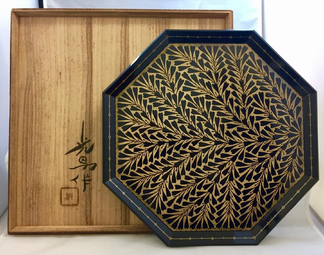 Japanese 19c Rare Large Laquer Tray in Orig. Box (1 of 6)