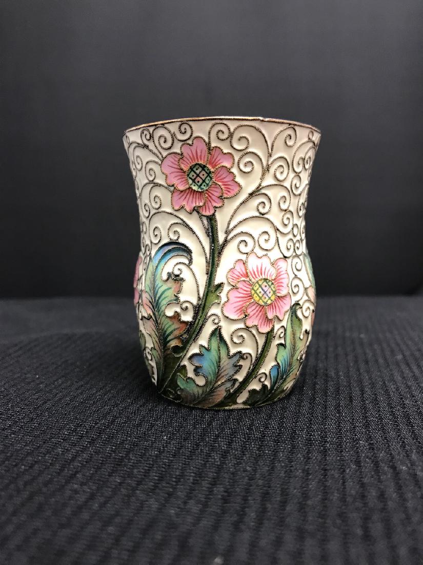 Russian Silver Enameled Cup: Russian Antique Silver Enameled Hallmarked Cup - 1 3/4'' dia x 2 1/4'' h (from Queens, NY collection)